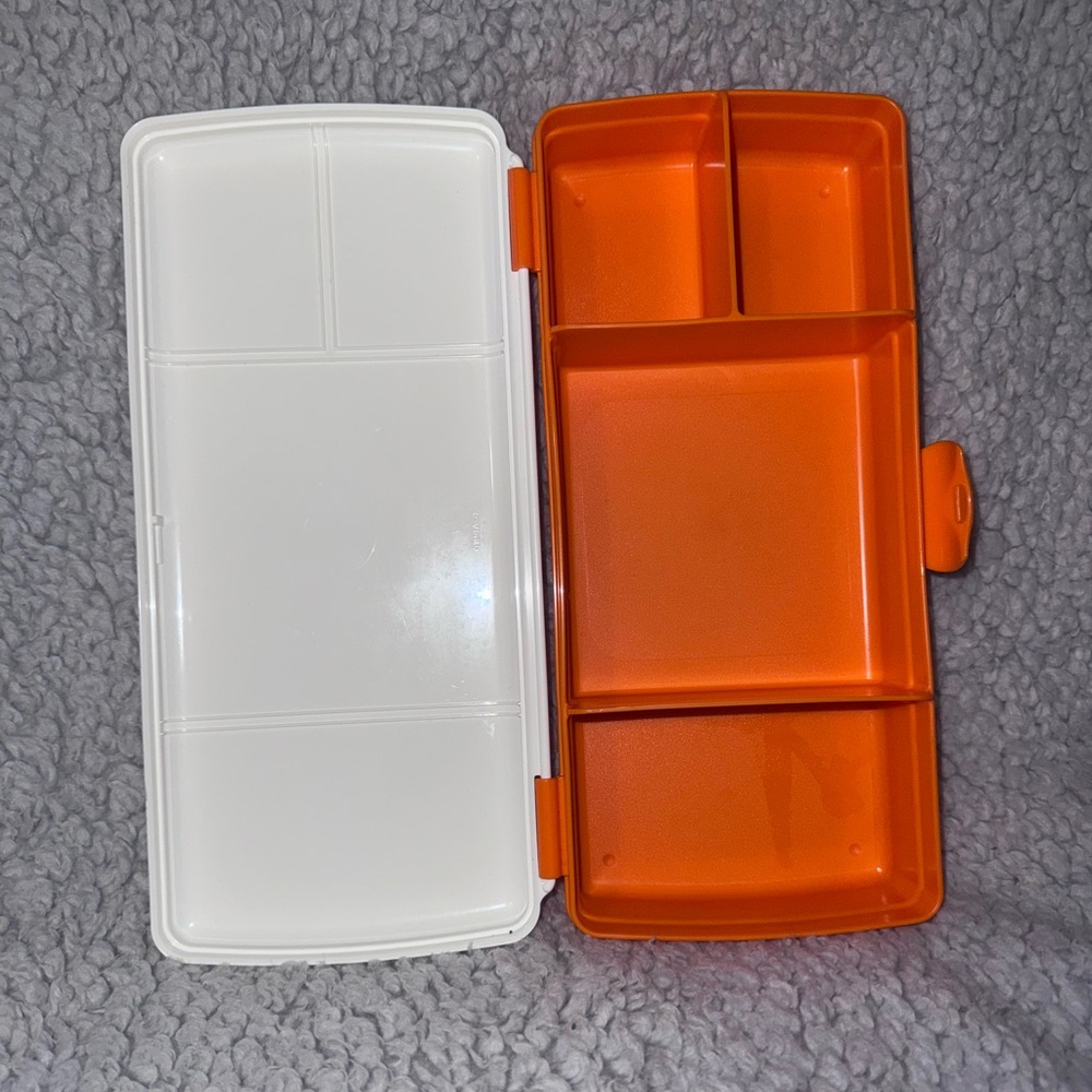 Vintage Tupperware Orange and White Food Storage Container